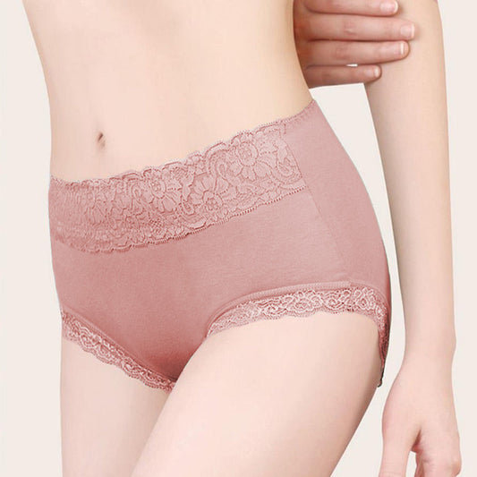 Women's High-Waist Cotton Lace Panties – Winter Version
