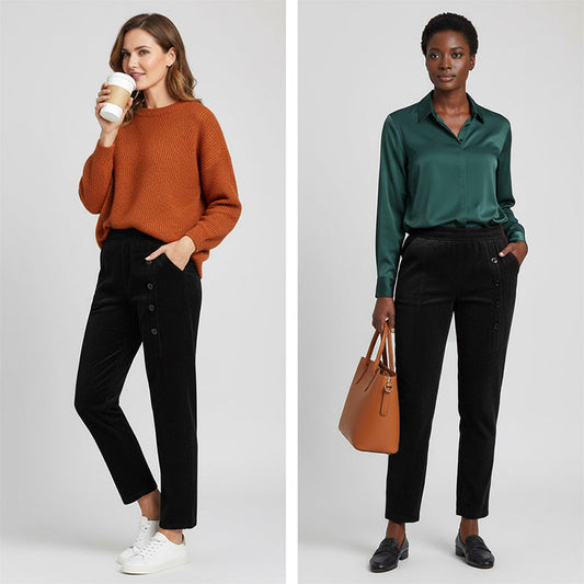 【S-3XL】💯Women's high waist plush lined trousers